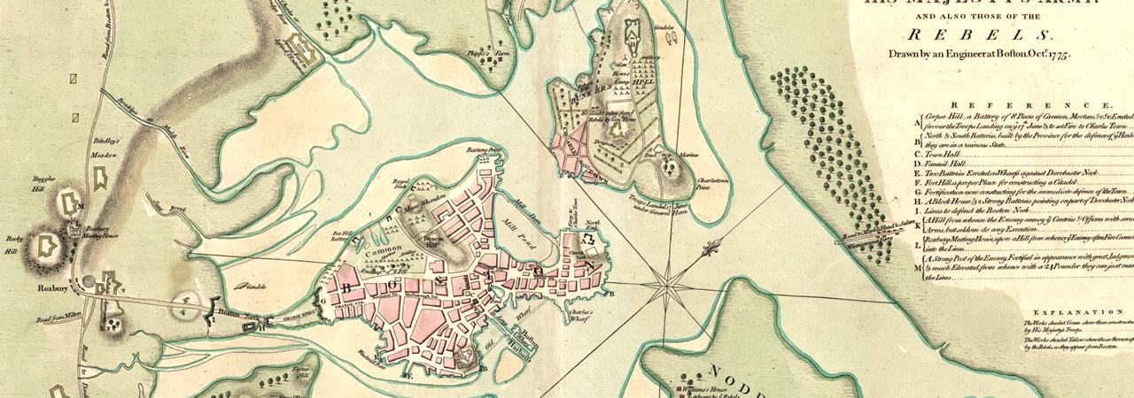 A map detailing the tactics used at the Siege of Boston